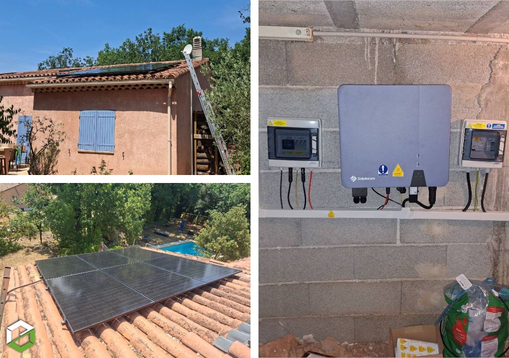 installation photovoltaïque 3 kwc en vente du suplus, panneaux dualsun et onduleur hybride solplanet