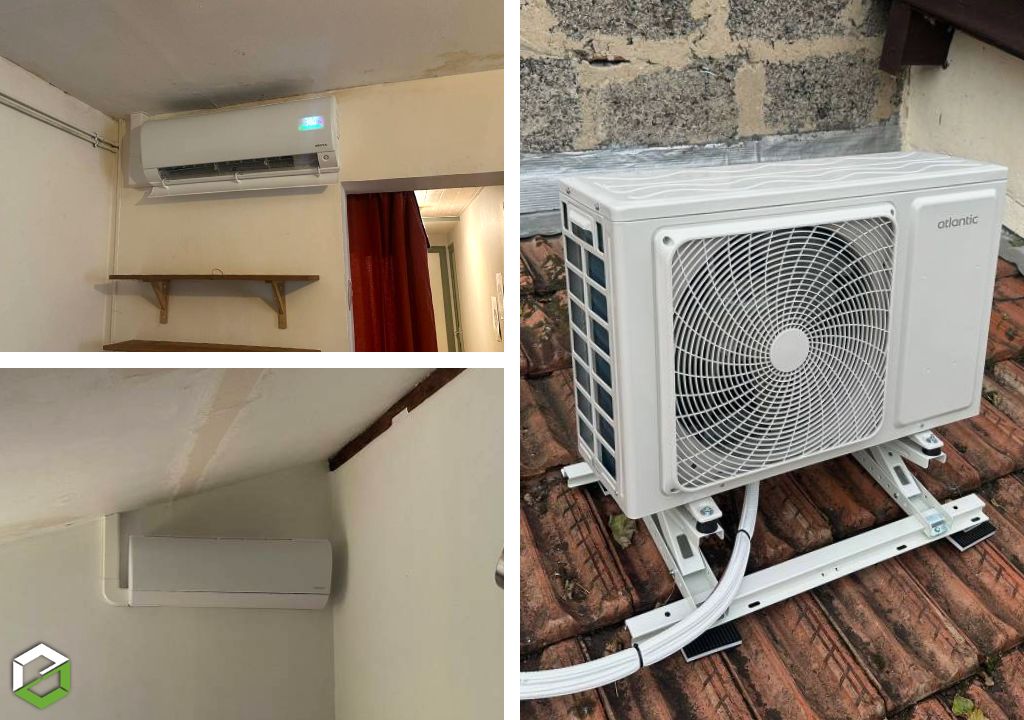 Pose d'un système de chauffage et de climatisation réversible monosplit Atlantic modèle Kazendo - installateur RGE-Gironde (33)