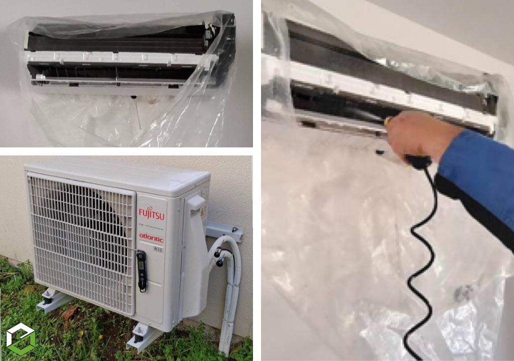 Entretien et désinfection d'une climatisation réversible par un installateur agréé Atlantic et certifié Qualibat RGE pour les pompes à chaleur.-Gironde (33)