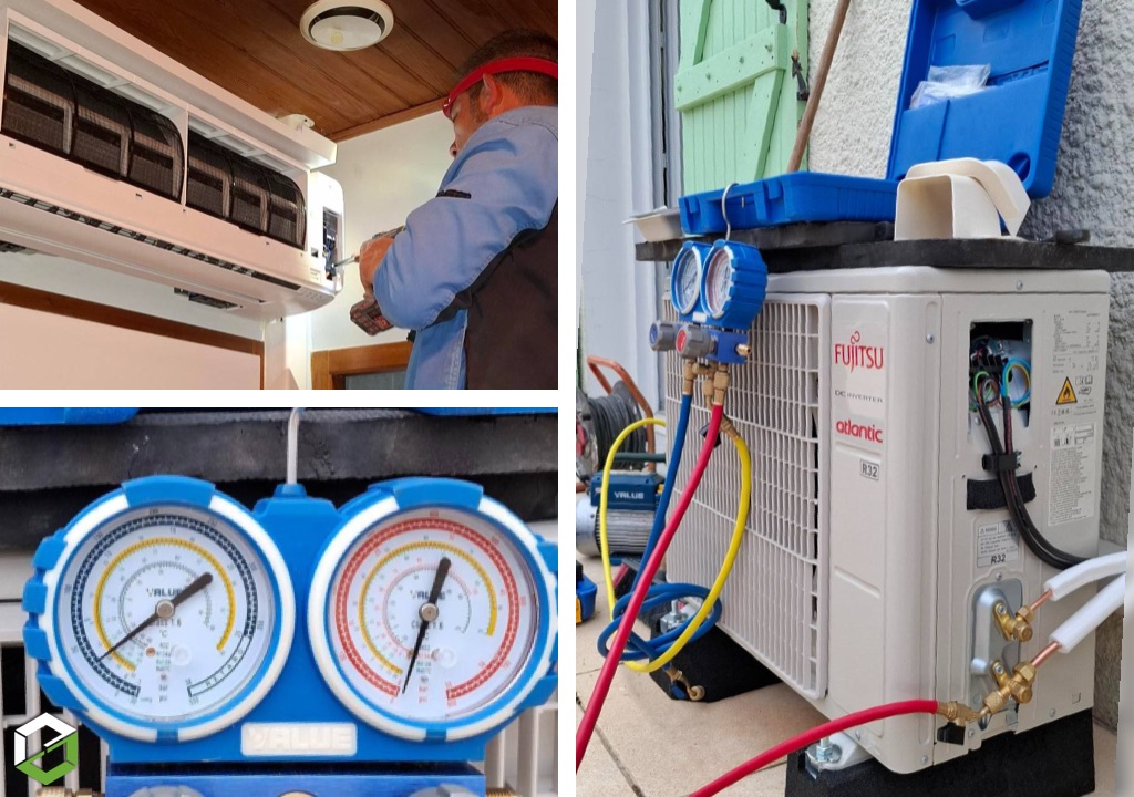 Mise en service d'une pompe à chaleur air-air Atlantic & Fujitsu pour le chauffage et la climatisation réversible-Gironde (33)