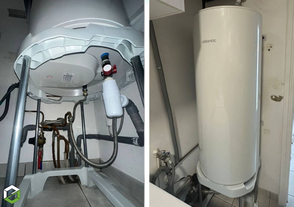 Remplacement et installation d'un chauffe-eau électrique ACI Hybride Zénéo 150L de la marque Atlantic-Gironde (33)