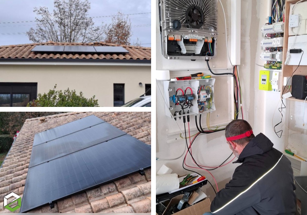 AEG Aquitaine - Electric Renov Énergies : Pose de panneaux solaires pour une installation photovoltaïque de 3 kWc en autoconsommation, avec un onduleur FRONIUS GEN24 par un installateur agréé et certifié RGE.