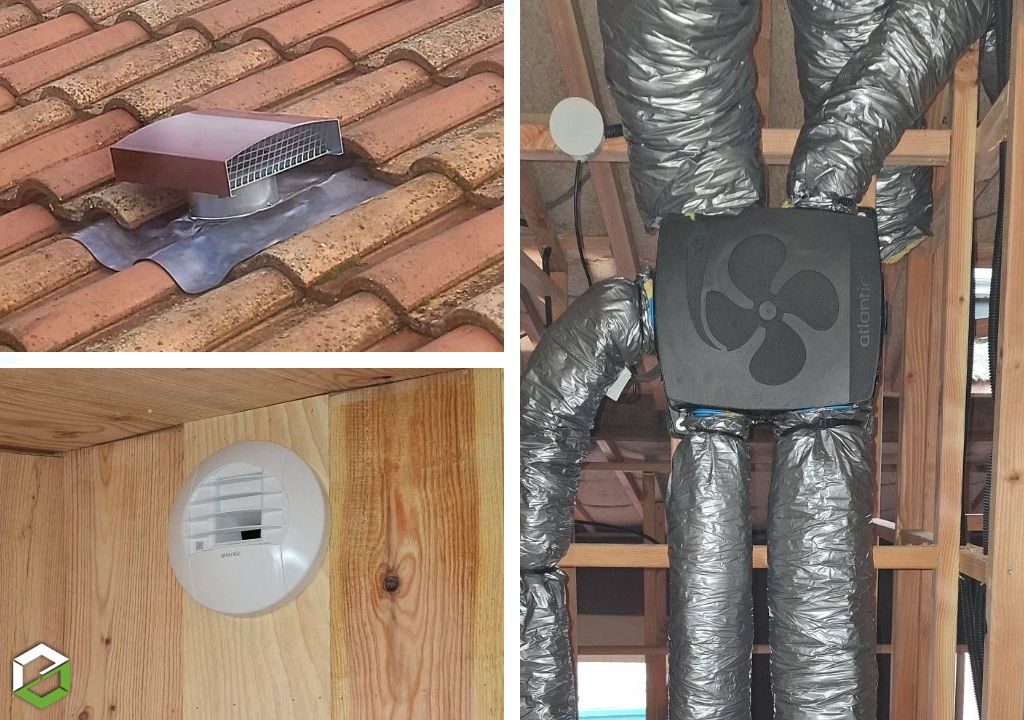Création et installation d'une VMC simple flux hygroréglable, hygro B, modèle Hygrocosy BC Flex de la marque Atlantic par un installateur certifié RGE en ventilation.-Gironde (33)