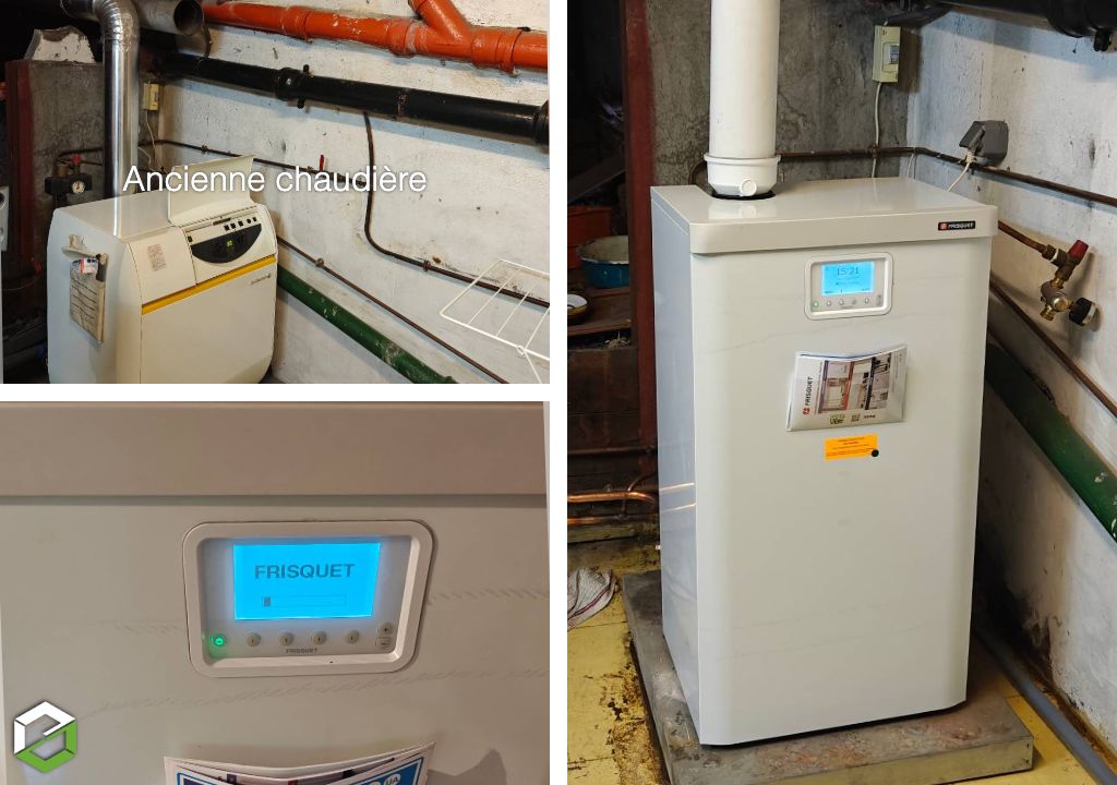 DME Chauffage : Installation d’une chaudière Frisquet Prestige Condensation Visio 32 kW  – Quartier résidentiel Hoche