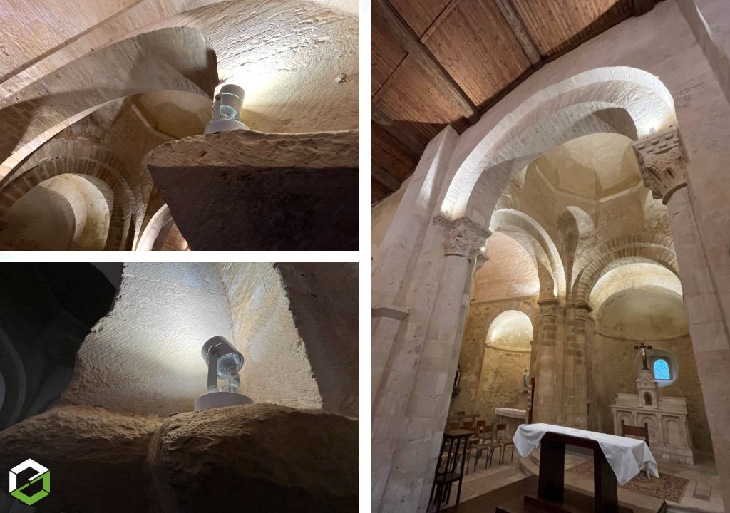 Consultez la chantier : Éclairage architectural d'église : mise en valeur du patrimoine avec discrétion par un expert électricien