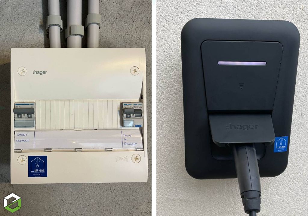 Installation d'une borne de recharge HAGER Witty One avec recharge et optimisation solaire