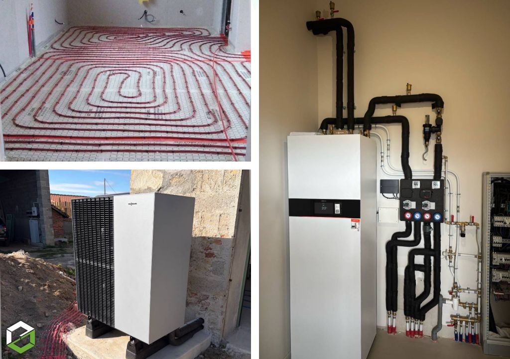 Consultez la chantier : installation d’une pompe à chaleur viessmann vitocal 150-a compact avec plancher chauffant