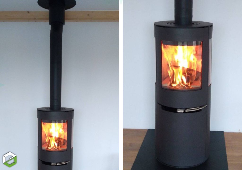 Consultez la chantier : ambiance chaleureuse et performance : poêle à bois hybide aduro h1   