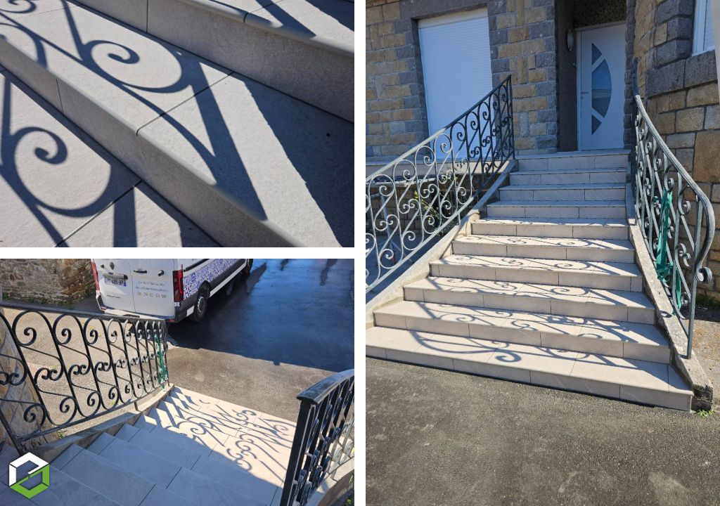 Consultez la chantier : rénovation d'un escalier extérieur avec pose de carrelage en dalle