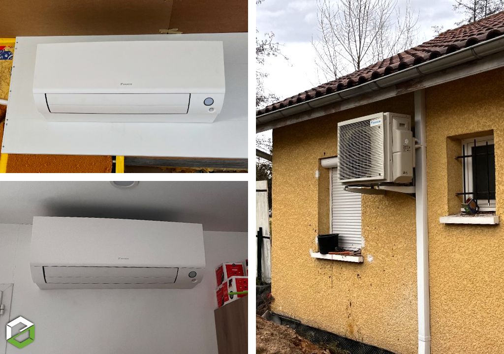 Sanitherm Isère : Montage d'une climatisation réversible type bi-split DAIKIN PERFERA