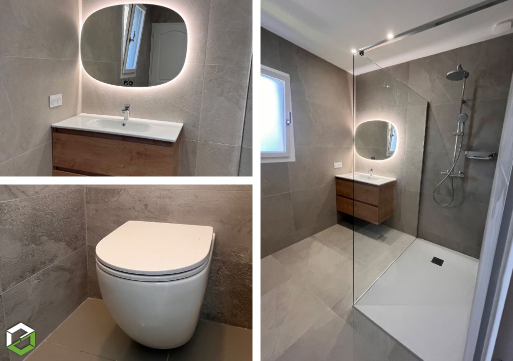 finition et appareillage d'une salle de bain