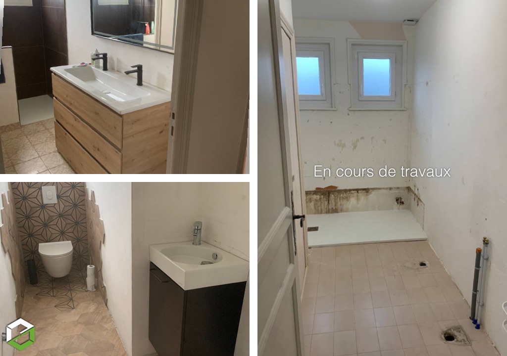 LM Plomberie : Rénovation de salle de bains comprenant douche, vasque, WC 