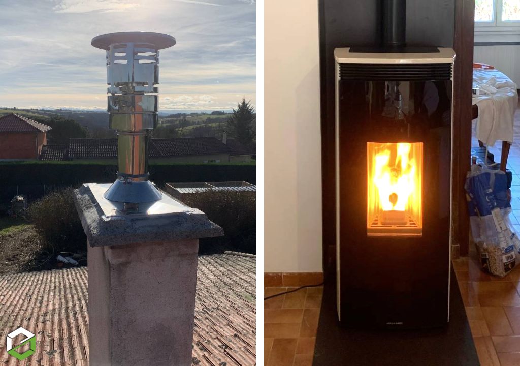 Installation d'un poêle à granulés étanche - Entreprise RGE Qualibois-Loire (42)