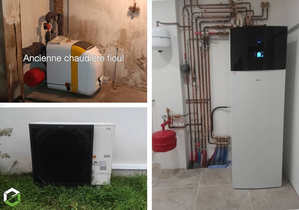 Installation d’une pompe à chaleur air/eau DAIKIN Altherma 3RF en remplacement d’une chaudière fioul