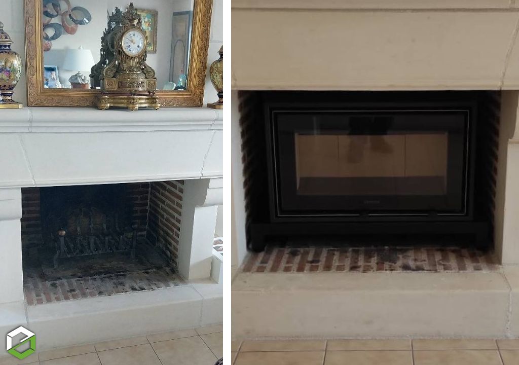 Installation d’un insert à bois STOVAX dans une cheminée existante