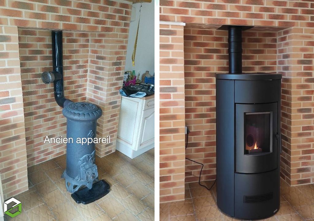 Consultez la chantier : installation d’un poêle à granulés piazzetta p120t 