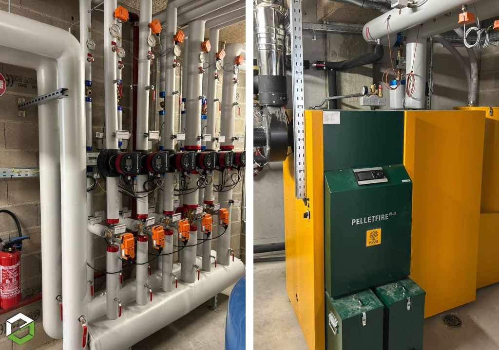 Consultez la chantier : pose d'une chaudière à granulés kwb peletfire plus 75 au tiers lieu de berrwiller