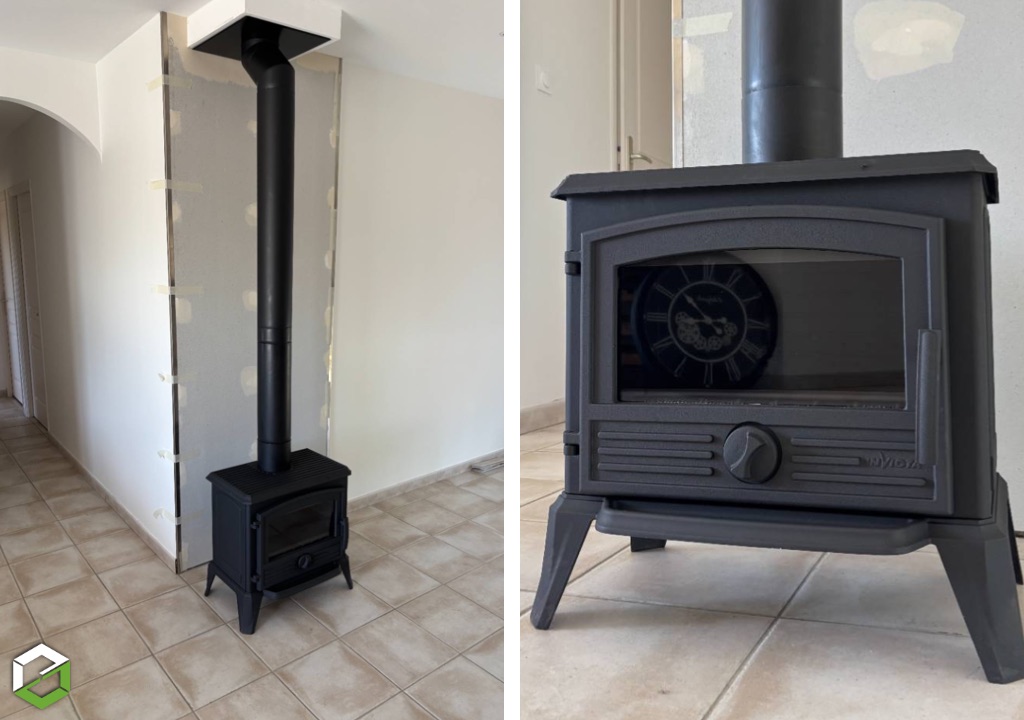 Installation d'un poêle à bois Invicta Samara
