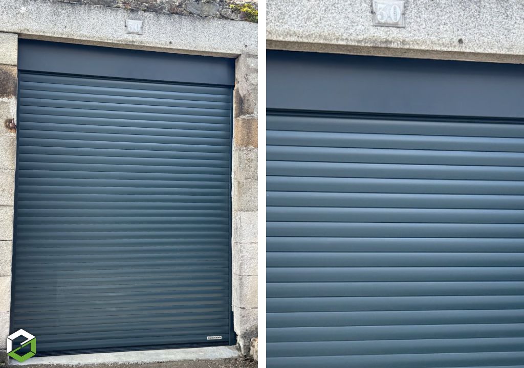 Remplacement d’une porte de garage en bois par une porte motorisée à enroulement-Manche (50)