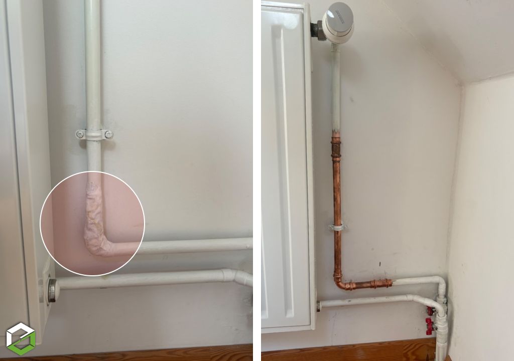 dépannage chauffage : domobp répare une fuite de tuyauterie en urgence 