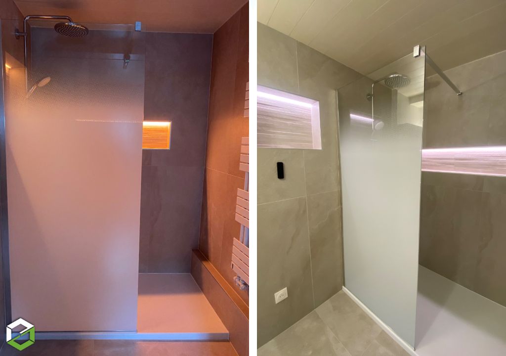 rénovation salle de bain : pose  paroi de douche occultante et receveur extra-plat 
