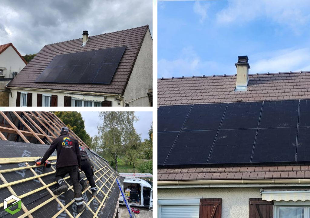 Consultez la chantier : rénovation de toiture et installation solaire 6 kwc – 12 panneaux 500 wc - certifié rge qualipv