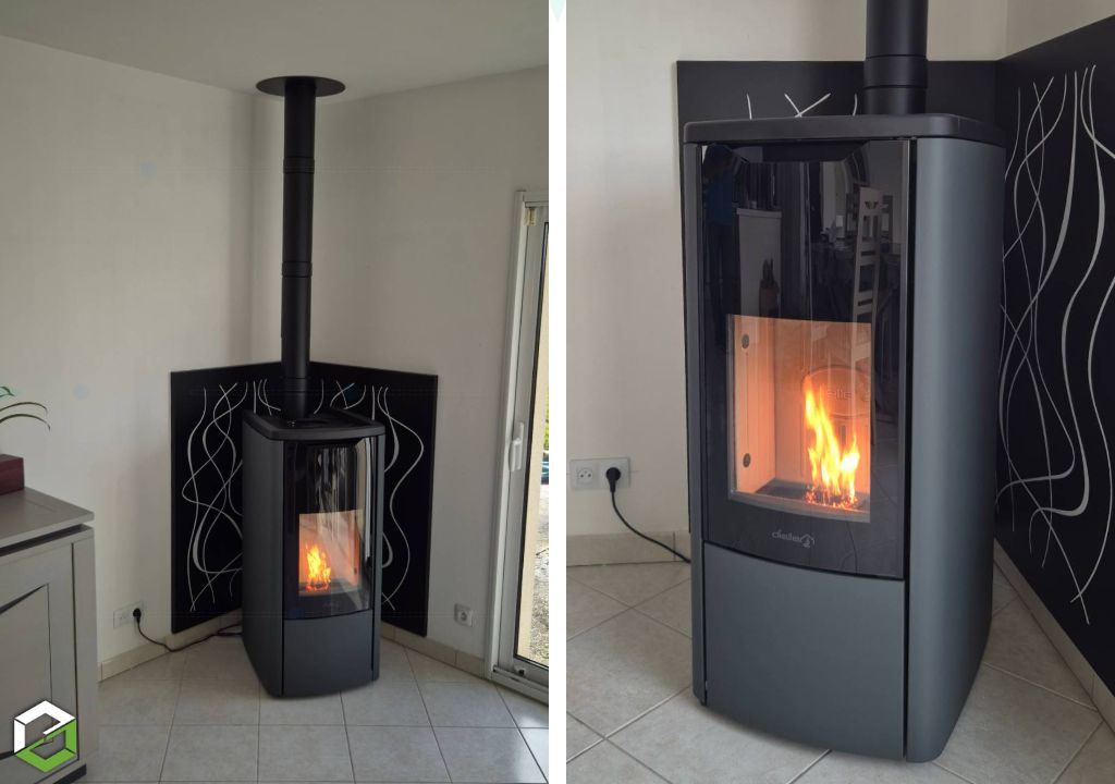 Ramonage Pil'Poêle - Flamme au Top : Poêle à granulés Dielle Borea en remplacement d'un chauffage électrique !
