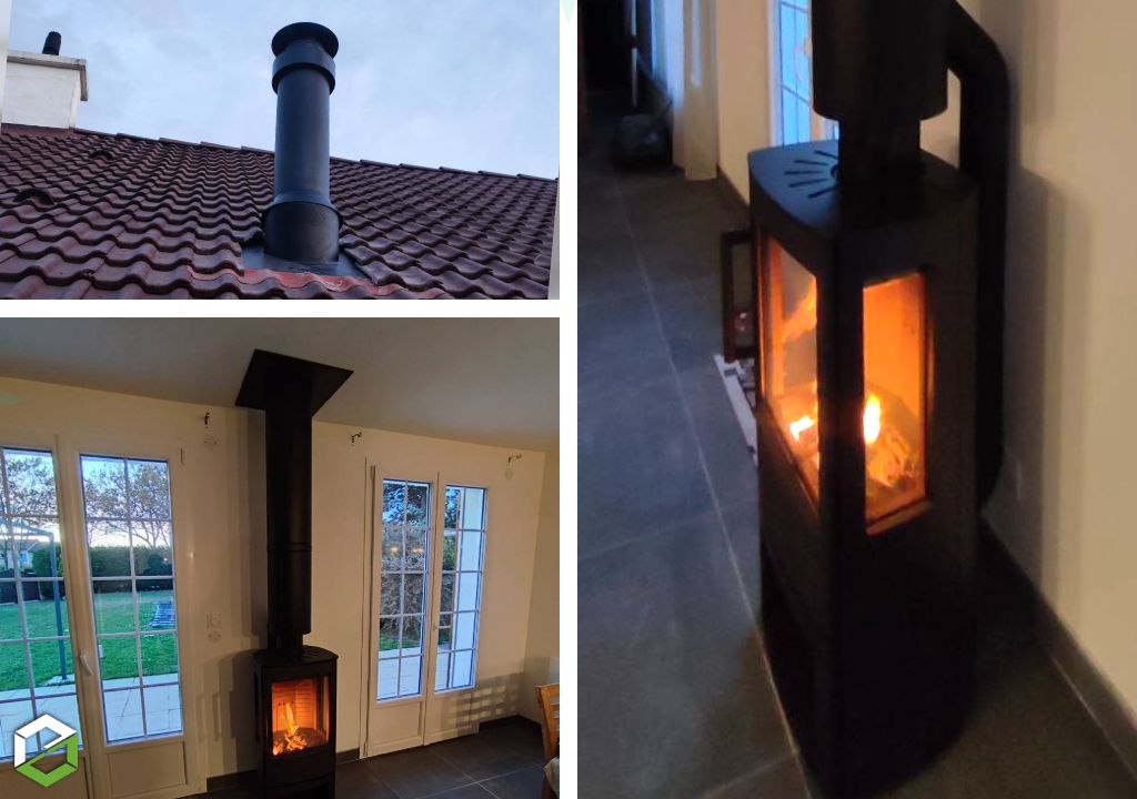 Pose poêle à bois SEGUIN WIKING MIRO 3 + conduit isolé triple paroi EFFICIENCE  - Artisan certifié RGE QualiBois-Rhône (69)