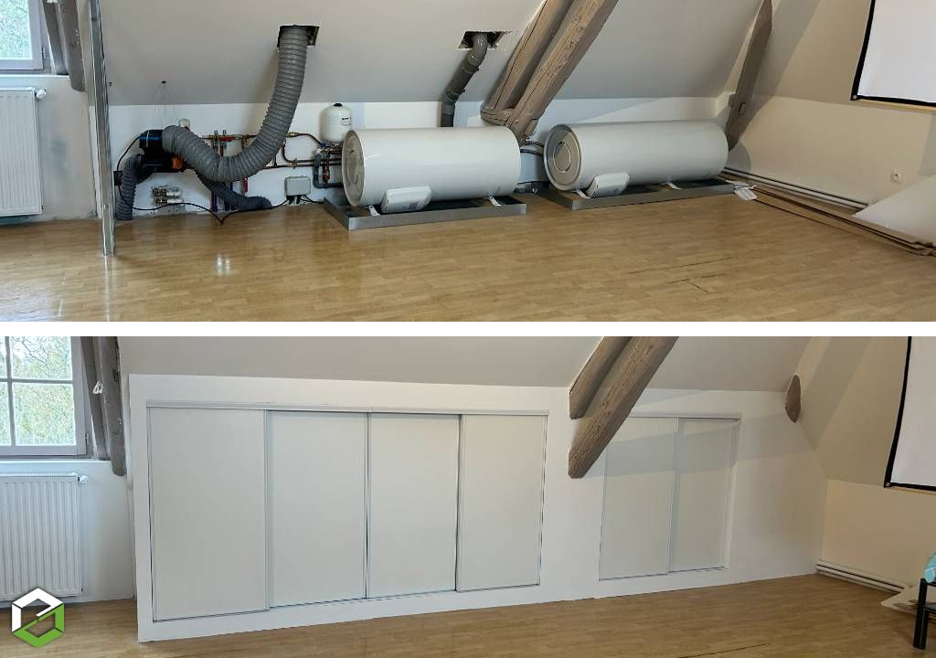 Solutions Chauffage : Installation de deux chauffe-eau horizontaux sous comble