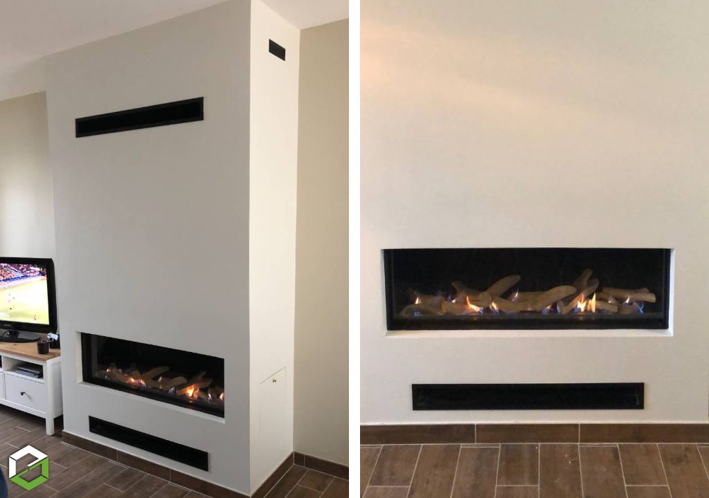 installation d'un insert gaz seguin design cheminée moderne par un professionnel du gaz