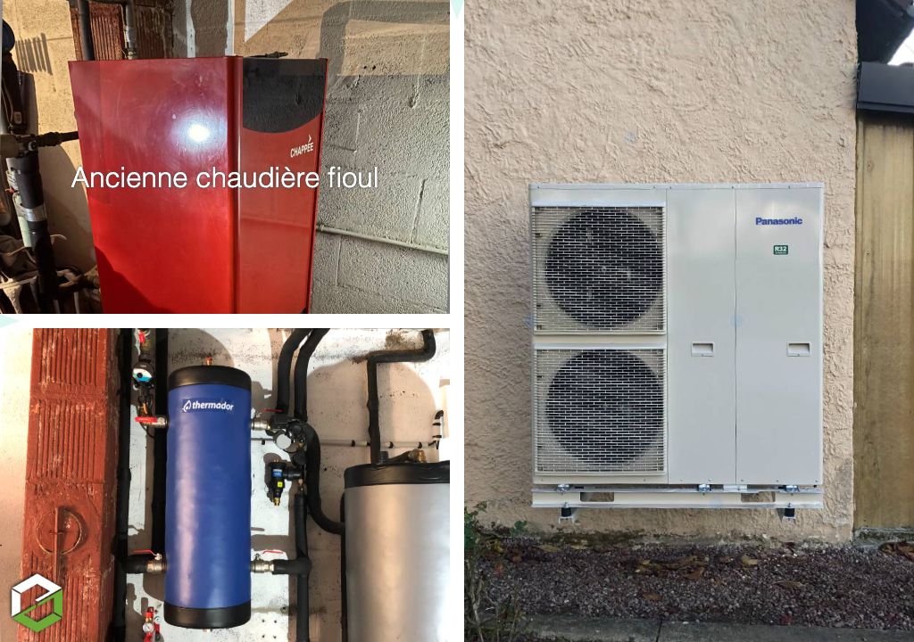 Consultez la chantier : remplacement d'une chaudière fioul par une pompe a chaleur air-eau panasonic