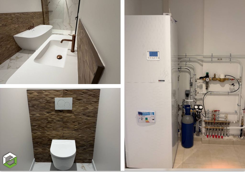 Création d'une salle de bain et installation d'une chaudière gaz Frisquet 