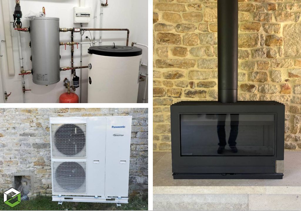 Installation d'une pompe à chaleur air eau et d'un poêle à bois