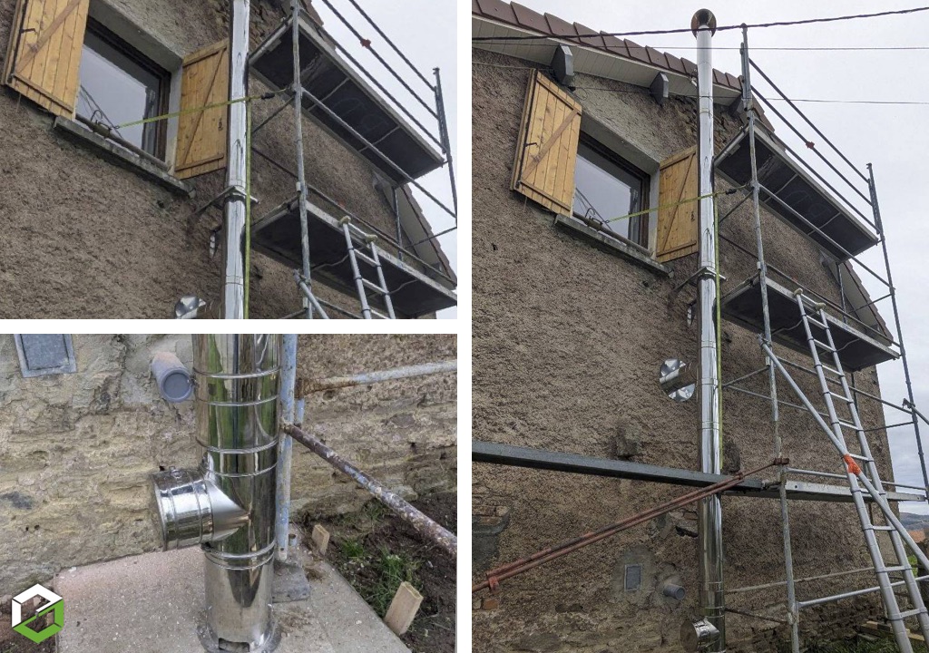 Création d'un nouveau conduit de fumées en extérieur pour un poêle à bois-Drôme (26)