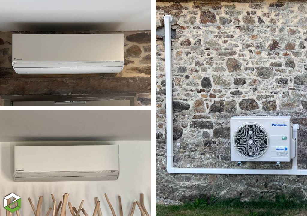 Bruand Energies : Installation pompe à chaleur Air-Air climatisation et chauffage avec 6 unités intérieures par un artisan certifié RGE QualiPAC