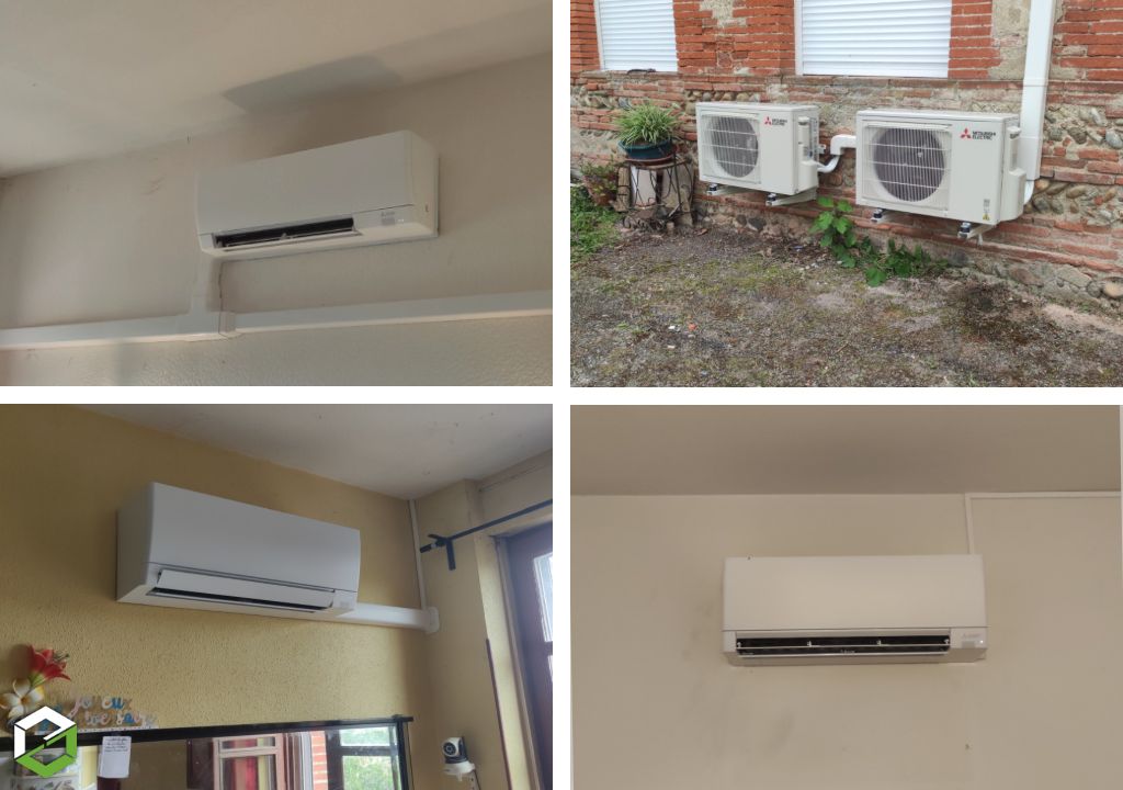 installation de deux pompes à chaleur air/air mitsubishi