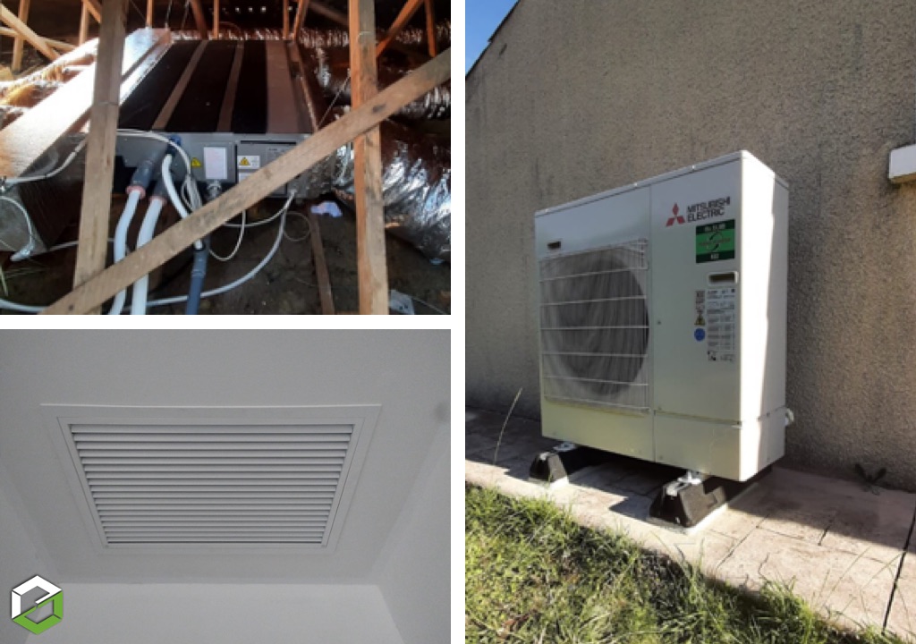 Consultez la chantier : installation d’une pompe à chaleur air/ air mitsubishi par une entreprise certifiée rge qualipac
