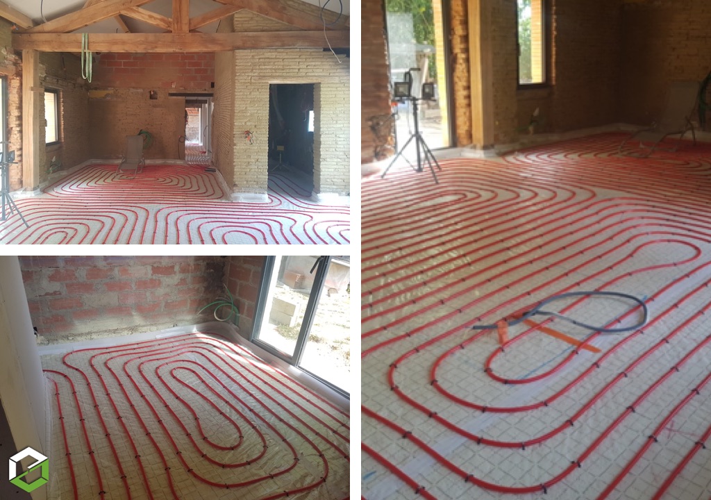 Consultez la chantier : pose d’un plancher chauffant / rafraîchissant basse température par entreprise rge
