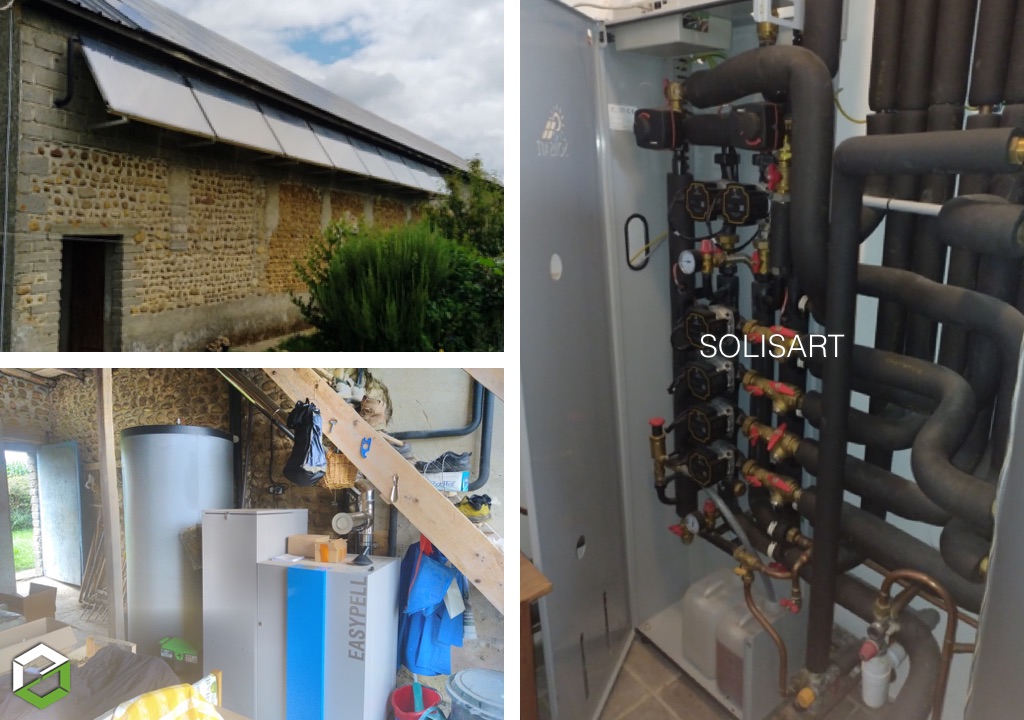 Consultez la chantier : installation d’un système solaire combiné solisart + appoint chaudière granulés
