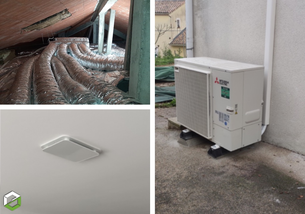 Installation d’une PAC climatisation gainable Mitsubishi Electric