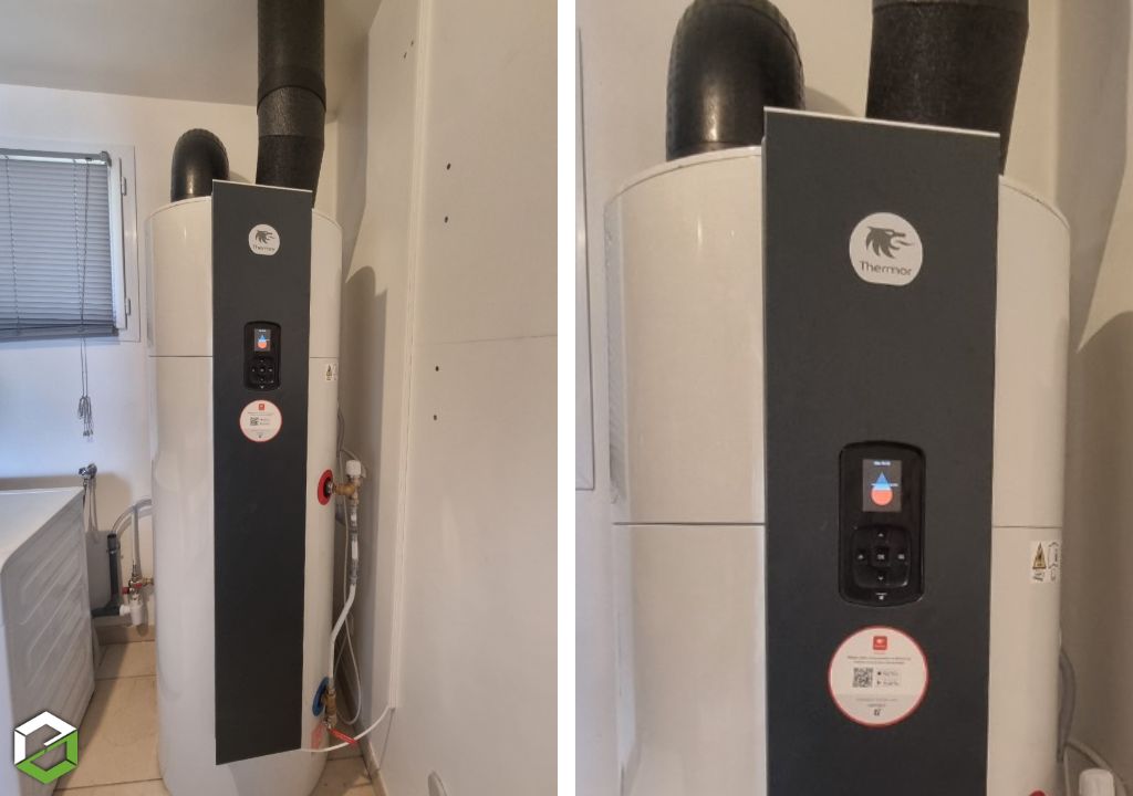 Consultez la chantier : installation d'un chauffe-eau thermodynamique thermor aéromax 6 