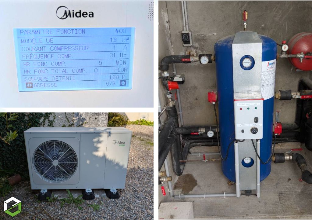 pose d'une pompe à chaleur air/eau de la marque midea au r290