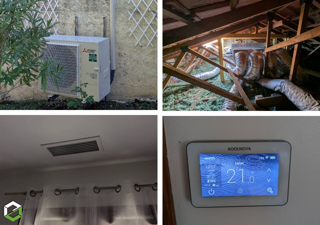 installation pac gainable mitsubishi electric avec régulation koolnova