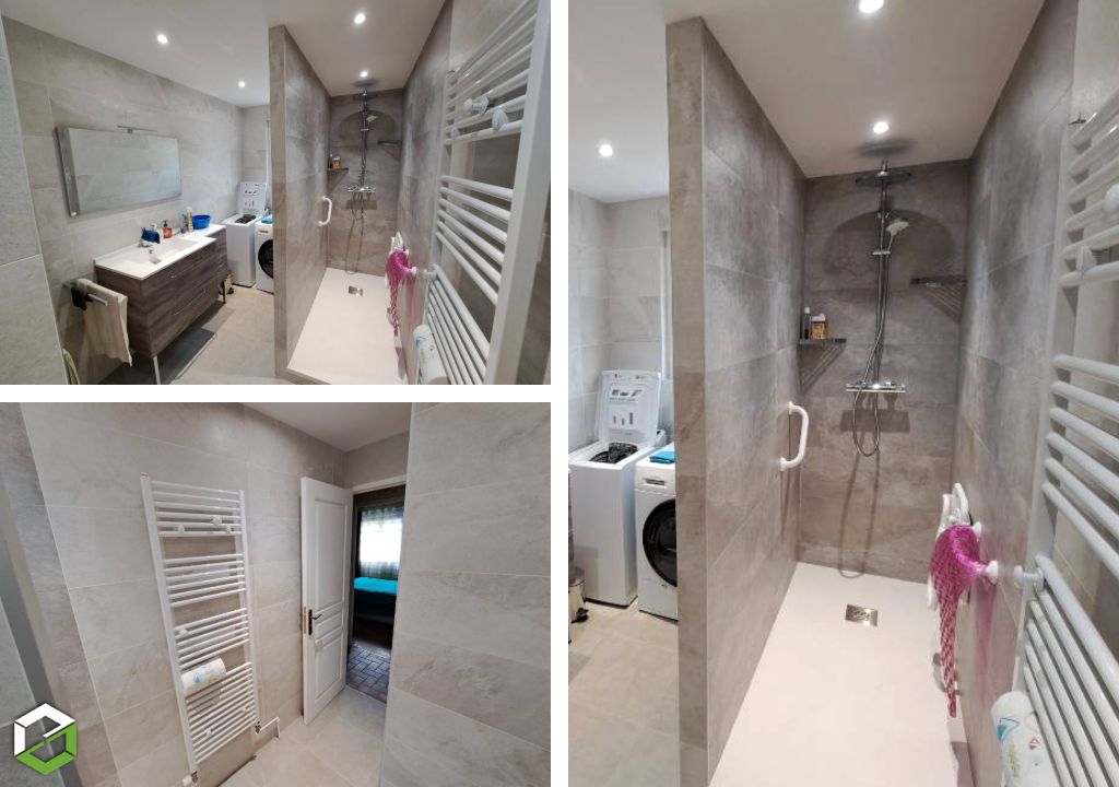 Consultez la chantier : ✨ salle de bain moderne et équipée pmr