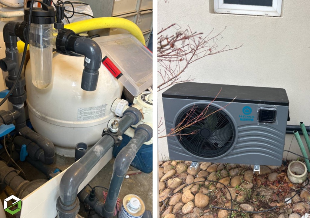 Installation pompe a chaleur pour piscine de marque HEIWA