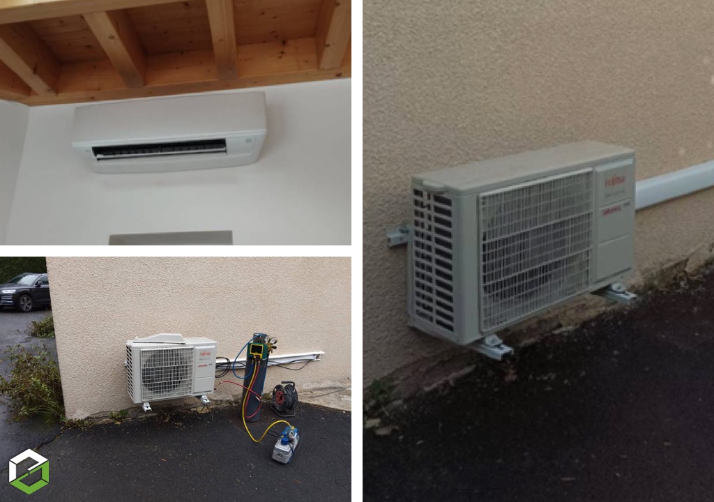Consultez la chantier : installation climatisation réversible (pac air air) de marque atlantic