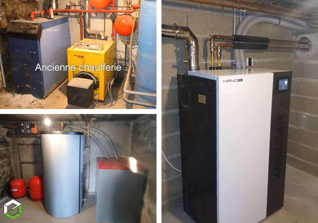 Le Chalet du Pellet : Plombier chauffagiste bois certifié RGE QualiBois : Installation d'une chaudière à granulés de bois HARGASSNER 