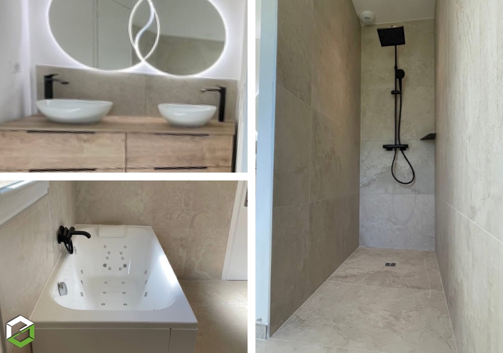 création complète d'une salle de bain dans une maison neuve