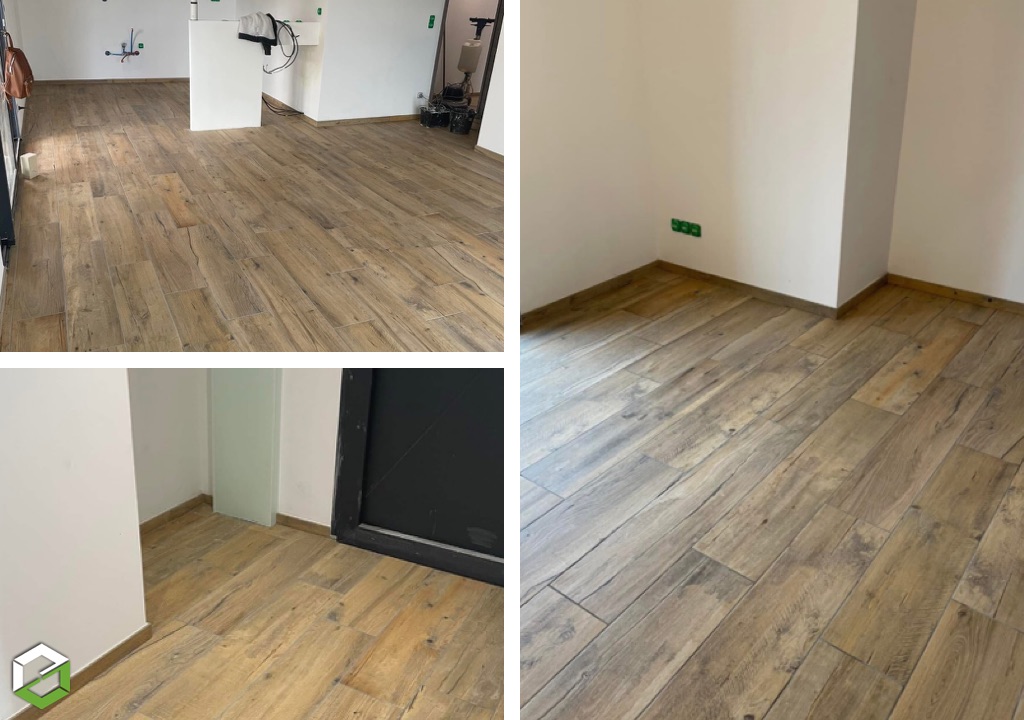pose de carrelage effet bois sur habitation neuve 