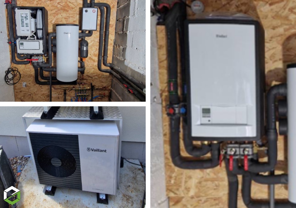 Consultez la chantier : installation d'une pompe a chaleur air /eau vaillant avec production d'eau chaude